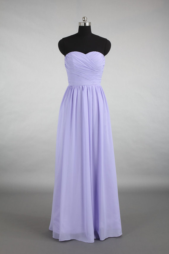 Свадьба - Lavender Sweetheart Bridesmaid Dress, A-line Floor-length Chiffon Bridesmaid Dress, Cheap Bridesmaid Dress