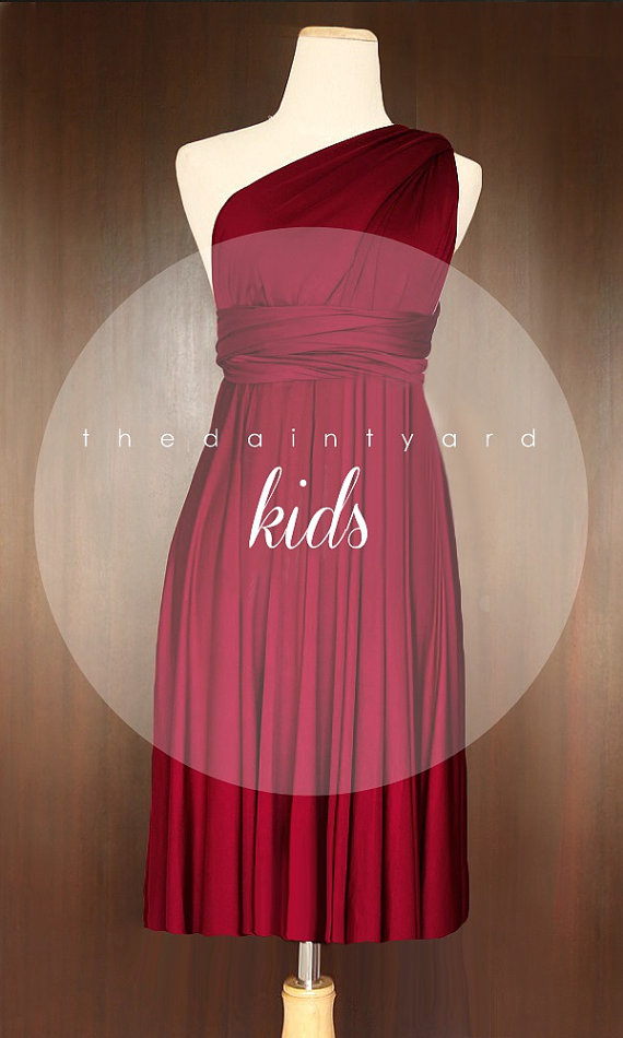 زفاف - KIDS Wine red Flower Girl Convertible Dress Infinity Dress Multiway Dress Wrap Dress Twist Dress Octopus Dress