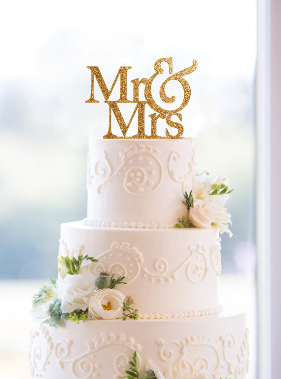 Wedding - Glitter Mr and Mrs Wedding Cake Topper in your Choice of Glitter, Elegant Custom Wedding Cake Topper, Unique Wedding Cake Topper (S001)