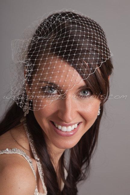 Hochzeit - Bridal Veil, Wedge Birdcage Veil, Wedding Veil - White, Ivory, Diamond White, Champagne, Black and More Colors