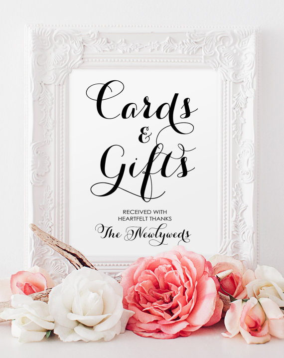 Свадьба - Cards and Gifts Sign - 8 x 10 - Vintage black script - PDF and JPG files - Instant Download