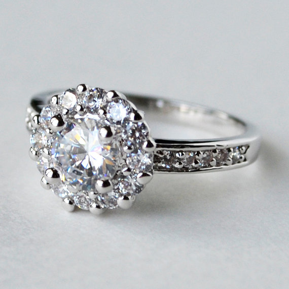 Mariage - cz ring, cz wedding ring, cz engagement ring, cubic zirconia engagement ring, flower ring, anniversary ring size 5 6 7 8 9 10 - MC1083471AZ