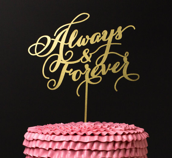 زفاف - Always and Forever Wedding Cake Topper in Gold - Soirée Collection