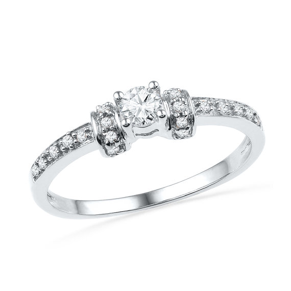 زفاف - Solitaire Diamond Ring, Unique Engagement Ring in White Gold or Sterling Silver