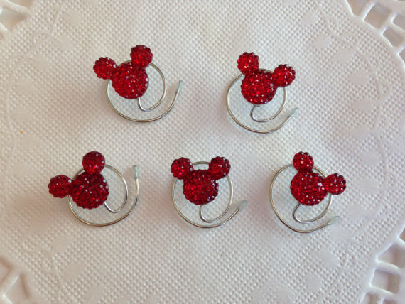 Mariage - MOUSE EARS Hair Swirls for Disney Wedding in Dazzling Bright Red Acrylic