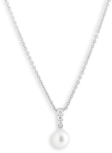 Wedding - Mikimoto 'Morning Dew' Akoya Cultured Pearl & Diamond Pendant Necklace