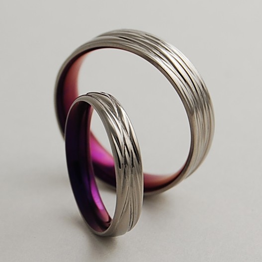 Mariage - Titanium Wedding Bands , The Sphinx  in Mystic Purple with Comfort Fit