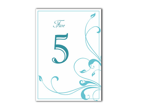 Wedding - Table Numbers Wedding Table Numbers Printable Table Cards Download Leaf Elegant Table Numbers Aqua Blue Table Numbers Digital (Set 1-20)