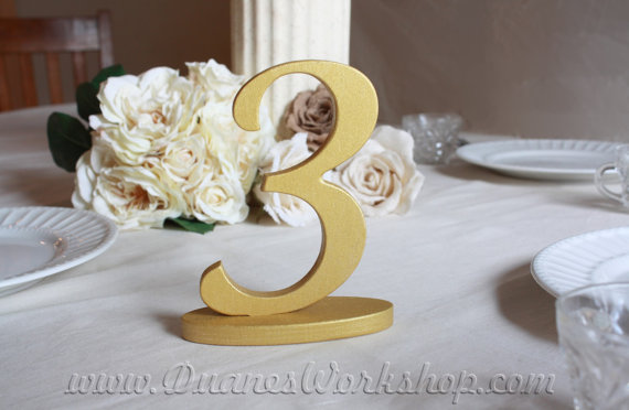 Mariage - 6" Customizable Wedding Table Numbers, Wooden, Wedding reception, Painted