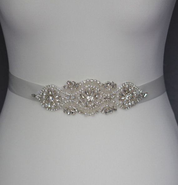 Hochzeit - Pearl Bridal belt rhinestone sash belt  wedding belt bridal  sash bridesmaid sash