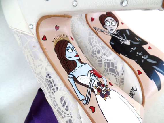زفاف - Real LOVE is forever Handpainted Bridal Shoes - Sole painting - Custom Design Wedding Shoes