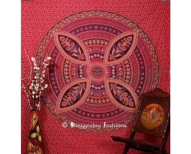 Mariage - Red Flower Mandala Psychedelic Tapestry Bedding