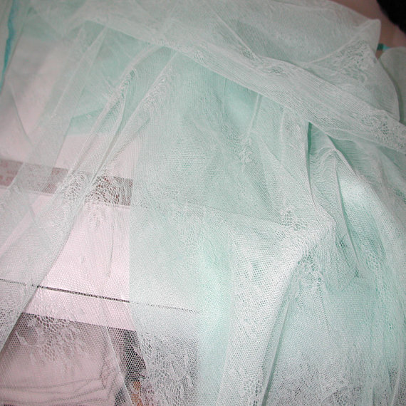 زفاف - Robins Egg Blue/Mint Green SOLSTISS Chantilly Lace, 57" X 3 YARDS 6" Single Scallop