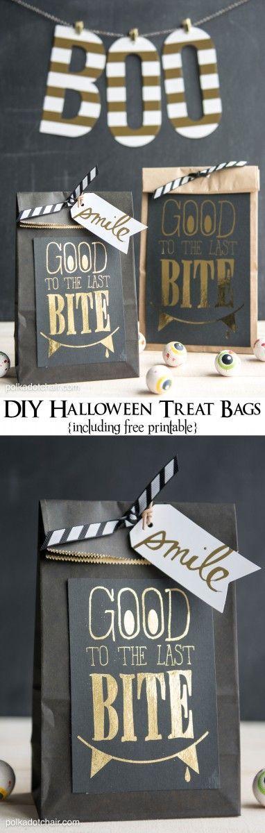 Hochzeit - DIY Halloween Treat Bags With Free Printable