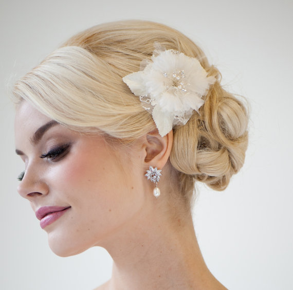 Mariage - Bridal Hair Clip, Bridal Flower Hairclip, Fascinator, Bridal Silk Flower, Bridal Head Piece -  CARMEN
