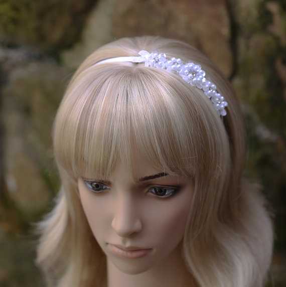 زفاف - White Lace Headband Wedding Bridal or Special Occasion Accessory