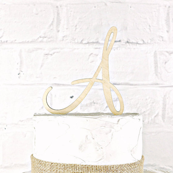 Wedding - 5 Inch Rustic Wedding Cake Topper Monogram Personalized in Any Letter A B C D E F G H I J K L M N O P Q R S T U V W X Y Z