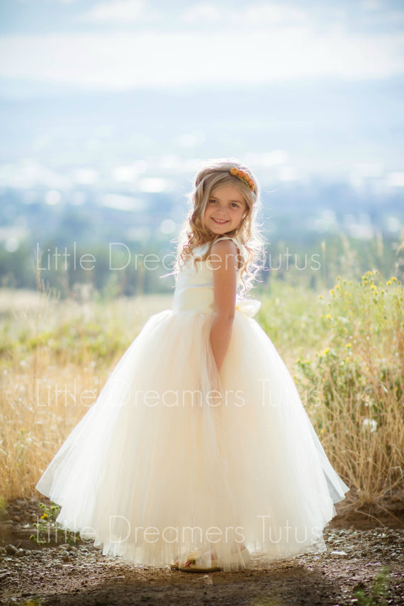 Mariage - NEW! The Juliet Dress in Ivory Champagne - Flower Girl Tutu Dress
