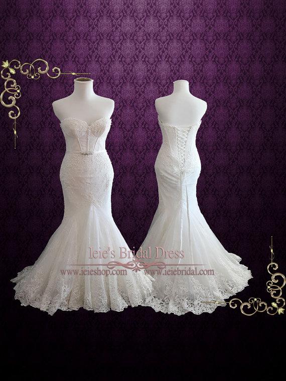 Mariage - Inbal Dror Style Lace Mermaid Wedding Dress with Sweetheart Neckline 