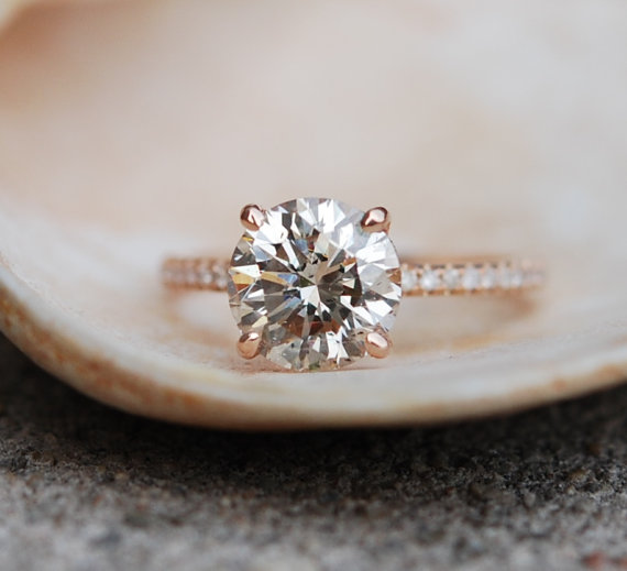 Hochzeit - Engagement ring diamond ring 2.25ct VS2 Champagne diamond ring with natural diamond. Engagement ring by Eidelprecious