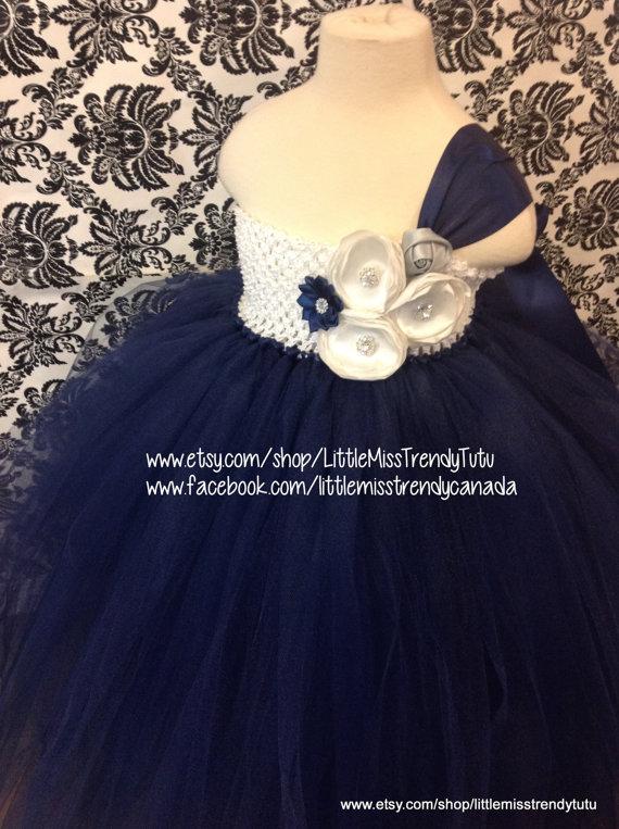 Hochzeit - One Shoulder Navy Blue Tutu Dress, Navy Flower Girl Tutu Dress, One Shoulder Flower Girl Dress, Navy Tutu Dress, Navy Blue Tutu Dress
