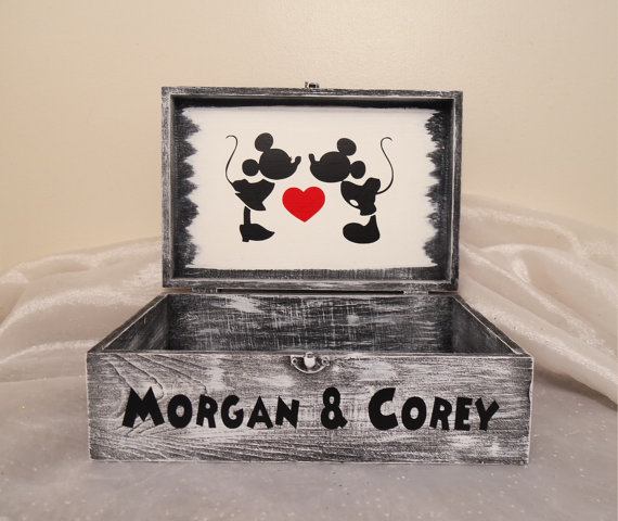 Свадьба - Personalized Mickey and Minnie Mouse Wedding Card Box, Disney Wedding Card Box, Mickey and Minnie, Wedding Card Box, Disney Keepsake Box