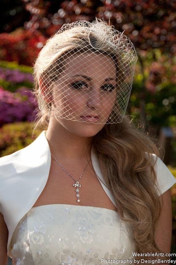 زفاف - Bling-bling bridal Birdcage Veil With Swarovski Crystal Rhinestone Wedding Reception