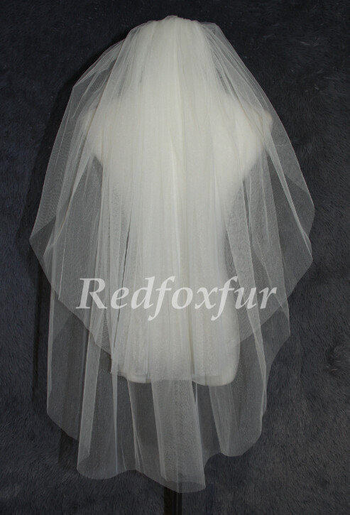 Wedding - Wedding veil Two layer veil, simple bridal veil, cheap wedding veil, cutting edge veil + Comb