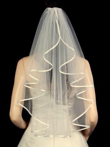 Hochzeit - Wedding Veil - Bridal Veil -Satin Edge Bridal Veil- One Tier Wedding Veil- Ivory Wedding Veil- White Bridal Veil