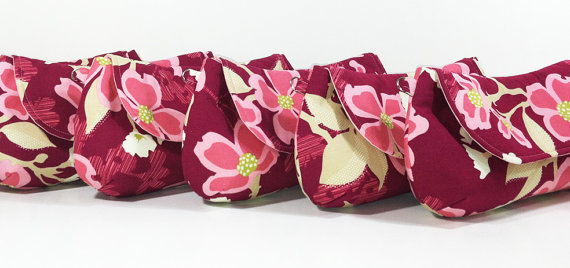 زفاف - Bridesmaid Clutches Choose Your Fabric Pink Set of 4