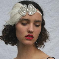 Wedding - Great gatsby wedding, bridal headpiece, great gatsby dress, flapper dress,  Headbands Ivory Feather Headpiece Great Gatsby