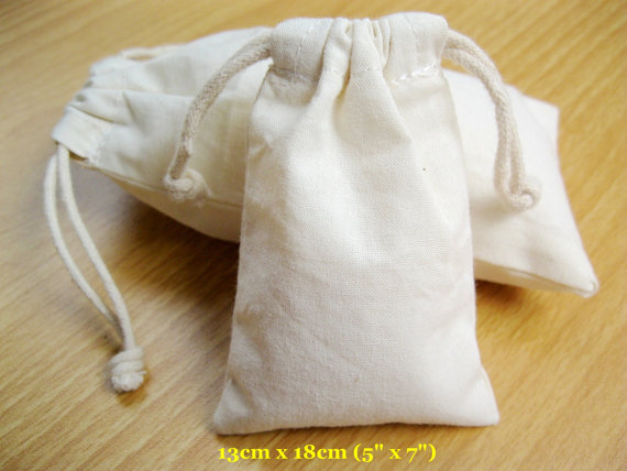 زفاف - 100 pcs 5”x7” Plain Drawstring Muslin Bags Calico Pouches Cotton Bags Fabric Bags