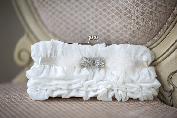 Свадьба - Wedding Handbag, Ivory Bridal Clutch, Bridal Purse