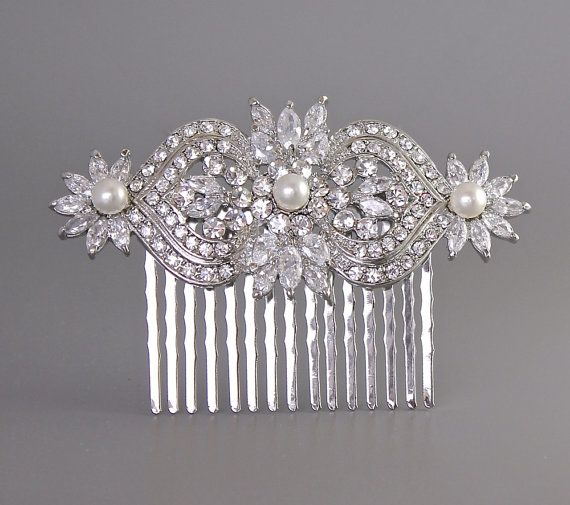 Mariage - Deco Crystal Hair Comb, Crystal Bridal Hair Comb, Bridal Hair Clip, Crystal Hair Piece,  Wedding Accessories,  TAYLOR