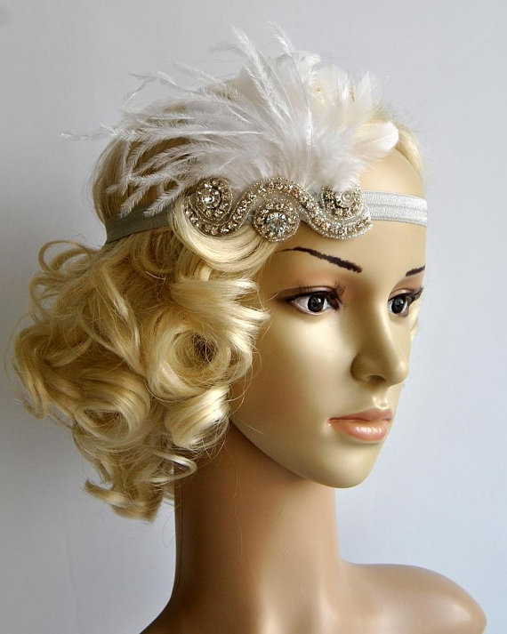زفاف - The Great Gatsby,20's flapper Headpiece, Vintage Inspired, Bridal 1920s Headpiece ,1930's, Rhinestone headband, Rhinestone flapper headpiece
