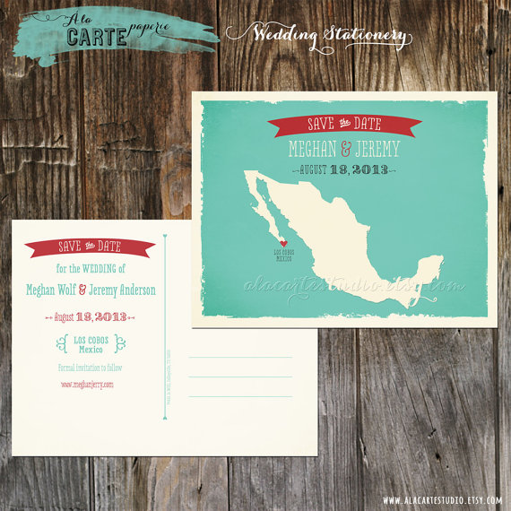 Hochzeit - Mexico - Los Cobos - Save the Date Postcard - Wedding Stationary