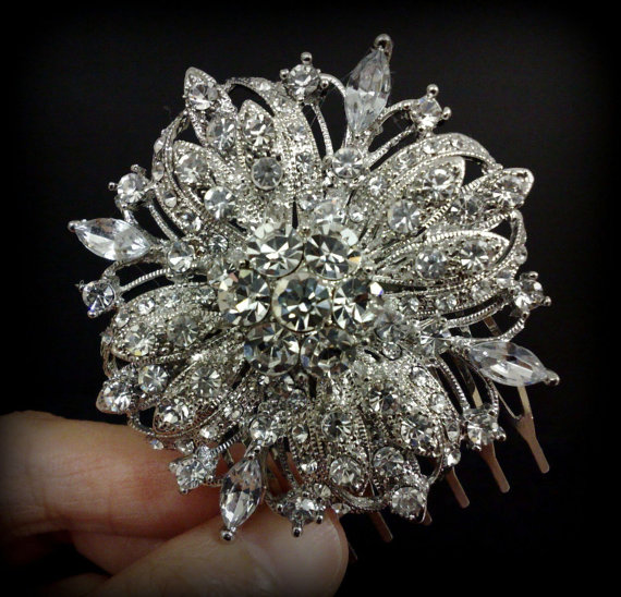 زفاف - Star Bridal Hair Comb, Starburst Headpiece, Crystal Hair Jewelry, GALAXY