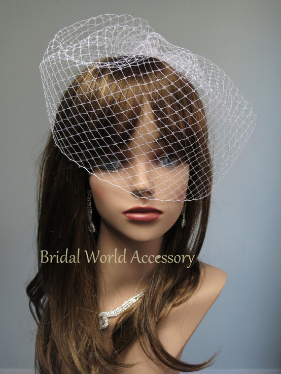 Hochzeit - White(Ivory,Black,Hot Pink,Purple) Wedding Bridal Birdcage Veil  Fascinator  Wedding Accessory Bridal Accessory