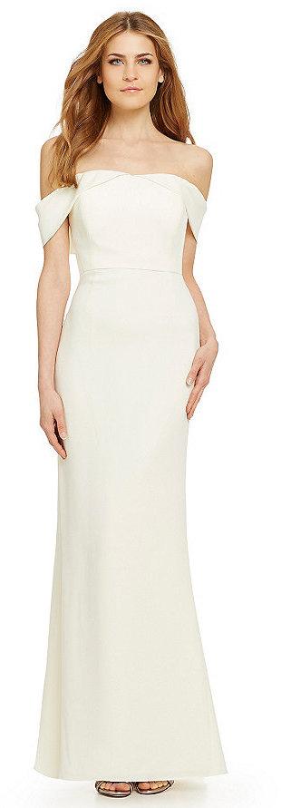 زفاف - Calvin Klein Off-the-Shoulder Sheath Gown