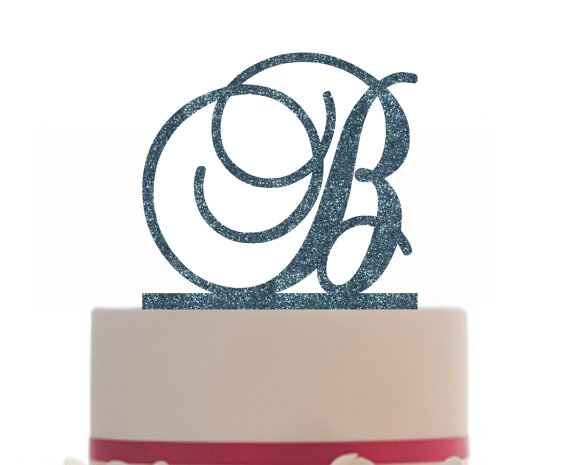 Hochzeit - Custom Initial Cake Topper - Personalized Wedding Cake Topper - with choice of font, color and  FREE base for display