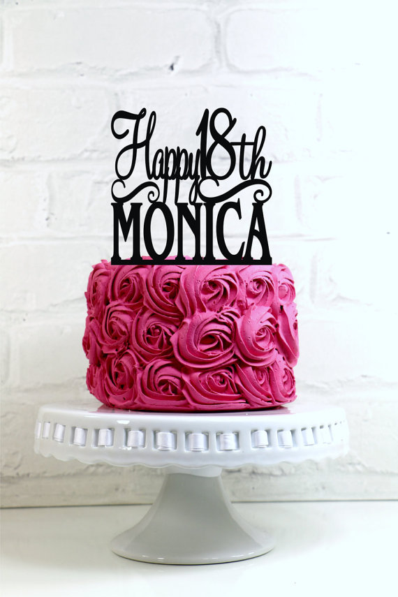 Свадьба - Happy Birthday Cake Topper Personalized with Name and Age