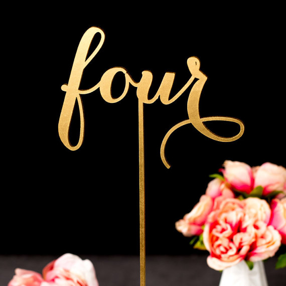 Hochzeit - Gold Table Numbers - Freestanding with base- Soirée Collection