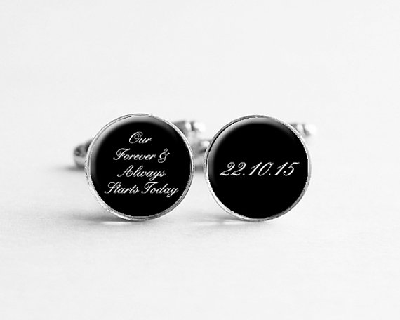 Wedding - Personalized Wedding Cufflinks, Our Forever & Always Starts Today, Gift for Groom From Bride, Groom Cufflinks, C116