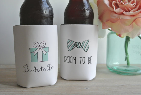 Wedding - Bride to Be and Groom to Be Wedding Can Cooler Set - Engagement Gift and Wedding Shower Gift, Custom Beer Hugger, Beverage Insulators