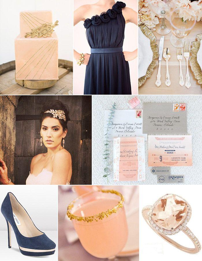 Hochzeit - Inspiration Board: Rose Gold And Navy 