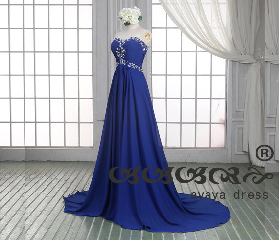 Mariage - Royal blue Floor Length A-line long  prom Dress,chiffon prom Dress,bridesmaid dress, prom dress.wedding dress,evening dress,party dress2015,