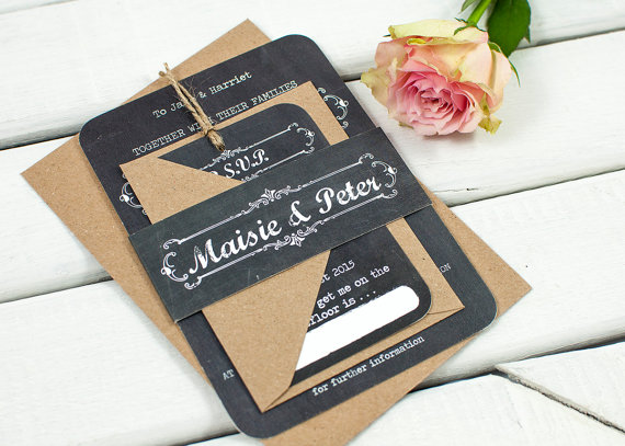 Hochzeit - Chalkboard wedding invitation bundle