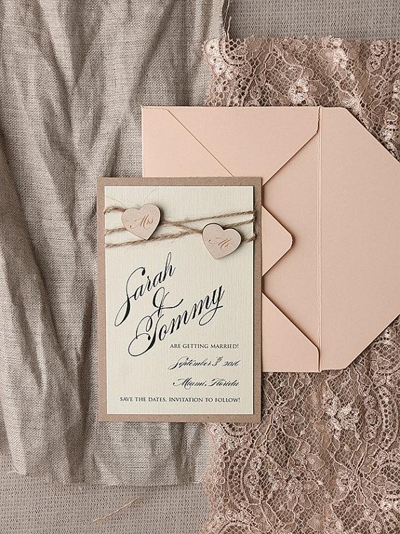 Mariage - Save The Date Card (20), Rustic Save the Date, Peach Save the Date, Engraved Save the Date, Wedding Save the Date, Model no: 05/rus/std