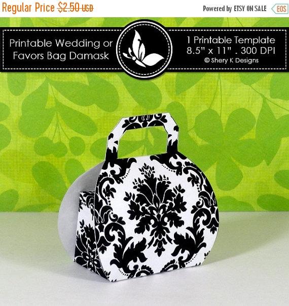 Wedding - 50% off Printable wedding or party favors bag damask