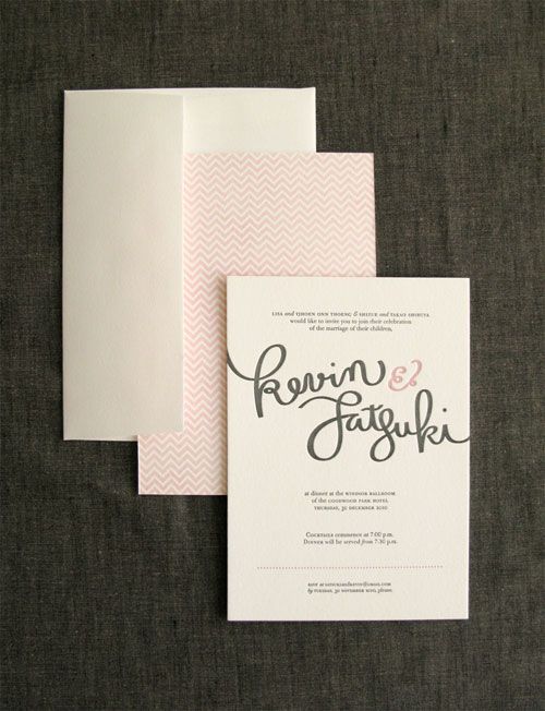 Hochzeit - Kevin   Satsuki's Modern Hand-Lettered Wedding Invitations - Invitation Crush